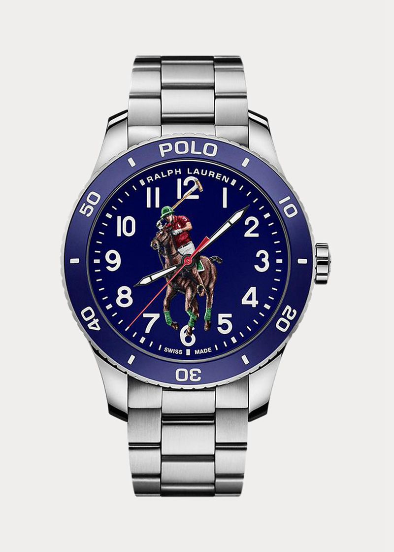 Zegarek Polo Ralph Lauren Męska Niebieskie Polo Watch Blue Dial Steel Bracelet 094638-NFQ
